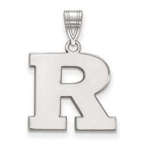 10k White Gold Rutgers Medium Initial R Pendant